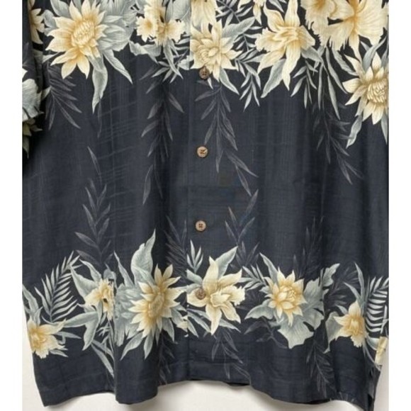 Tommy Bahama Tropical Button Up Shirt Short Sleeve Silk Dark Gray Men's L Flower - Picture 6 of 9